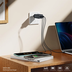 XUNDD XDCH-065 67W Fast Charging GaN Wall Charger USB-A+2xType-C Power Adapter - EU Plug