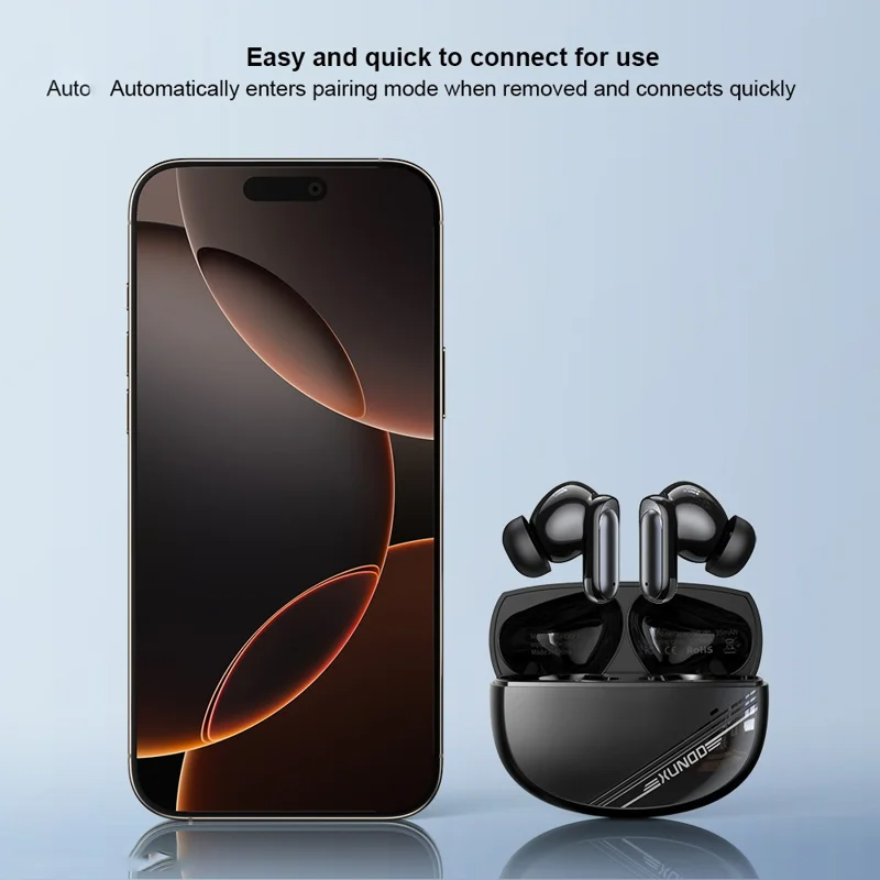 XUNDD X47 Bluetooth-compatible Earphones ANC ENC Noise Cancelling Wireless Headphones - Black