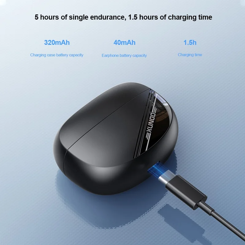 XUNDD X47 Bluetooth-compatible Earphones ANC ENC Noise Cancelling Wireless Headphones - Black