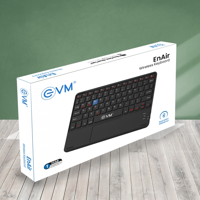 EVM EnAir Wireless Rechargeable Keyboard | Bluetooth 5.0 | Ultra-Slim & Lightweight | 78 Keys Universal Compatibility | Type-C Charging-(WLK-009)