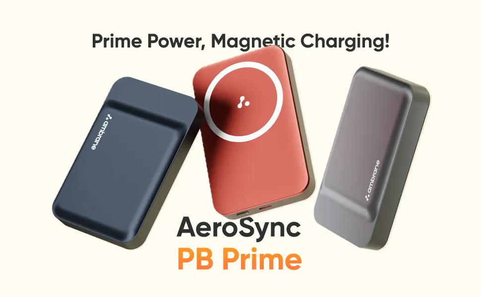 Ambrane Aerosync PB Prime 10000mAh Magsafe Wireless Power Bank for iPhone