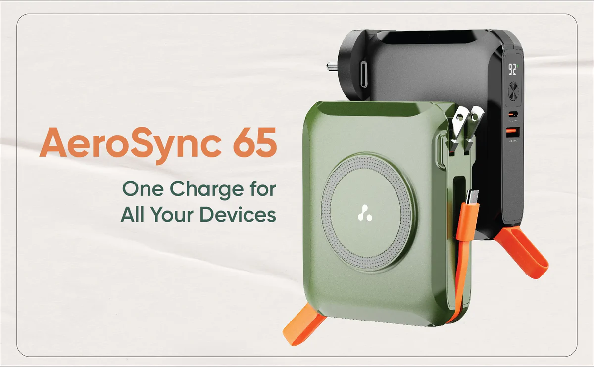Ambrane 15000mAh Type C Laptop, Wireless Magnetic Charging Power Bank & Charger ( Aerosync 65 )