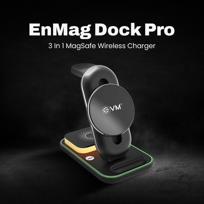 EVM Wireless Charger Magsafe Enmag Dock Pro 3 in 1 15w (iPhones, Apple Watch, EarPods)EVM-WC-07