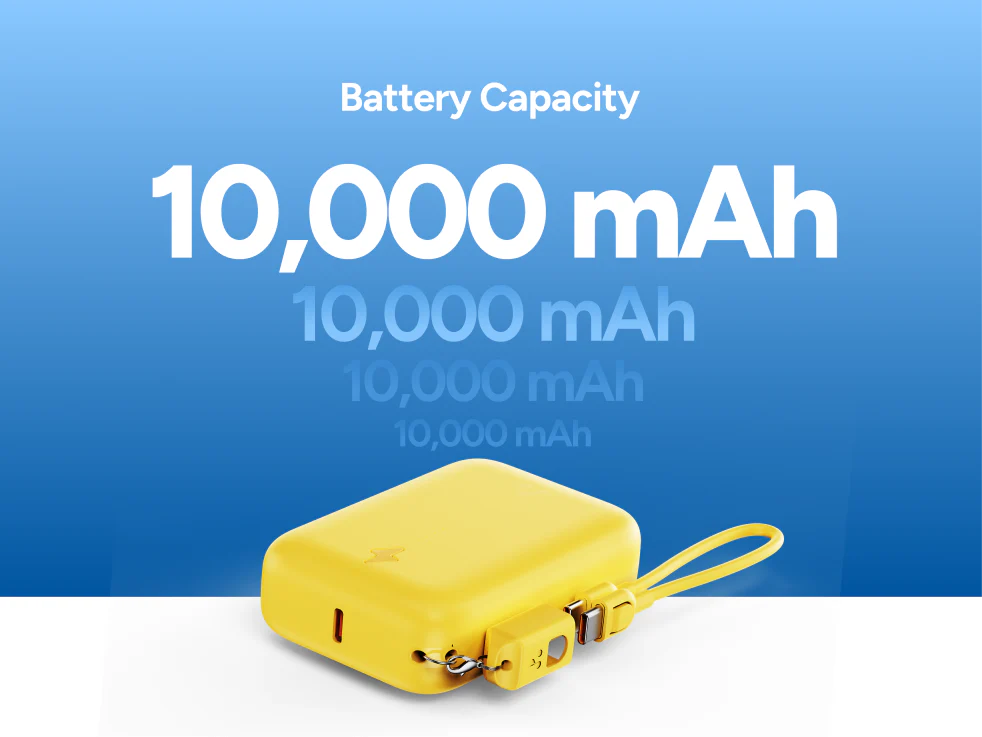 Ambrane PowerMini 10 10000mAh Small Fast Charging Pocket Power Bank with Inbuilt Cable