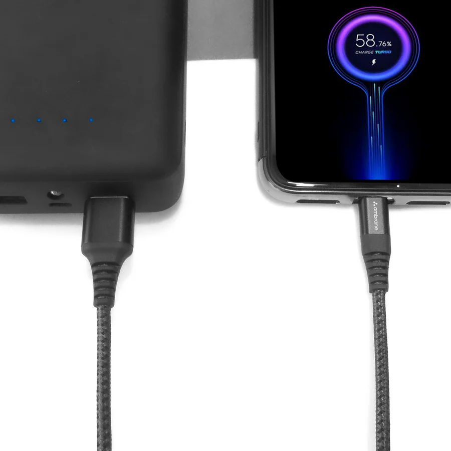 Ambrane Usb-To Type-c Braided Cable With 30W Fast Charging  1.5 meter BCT-C15