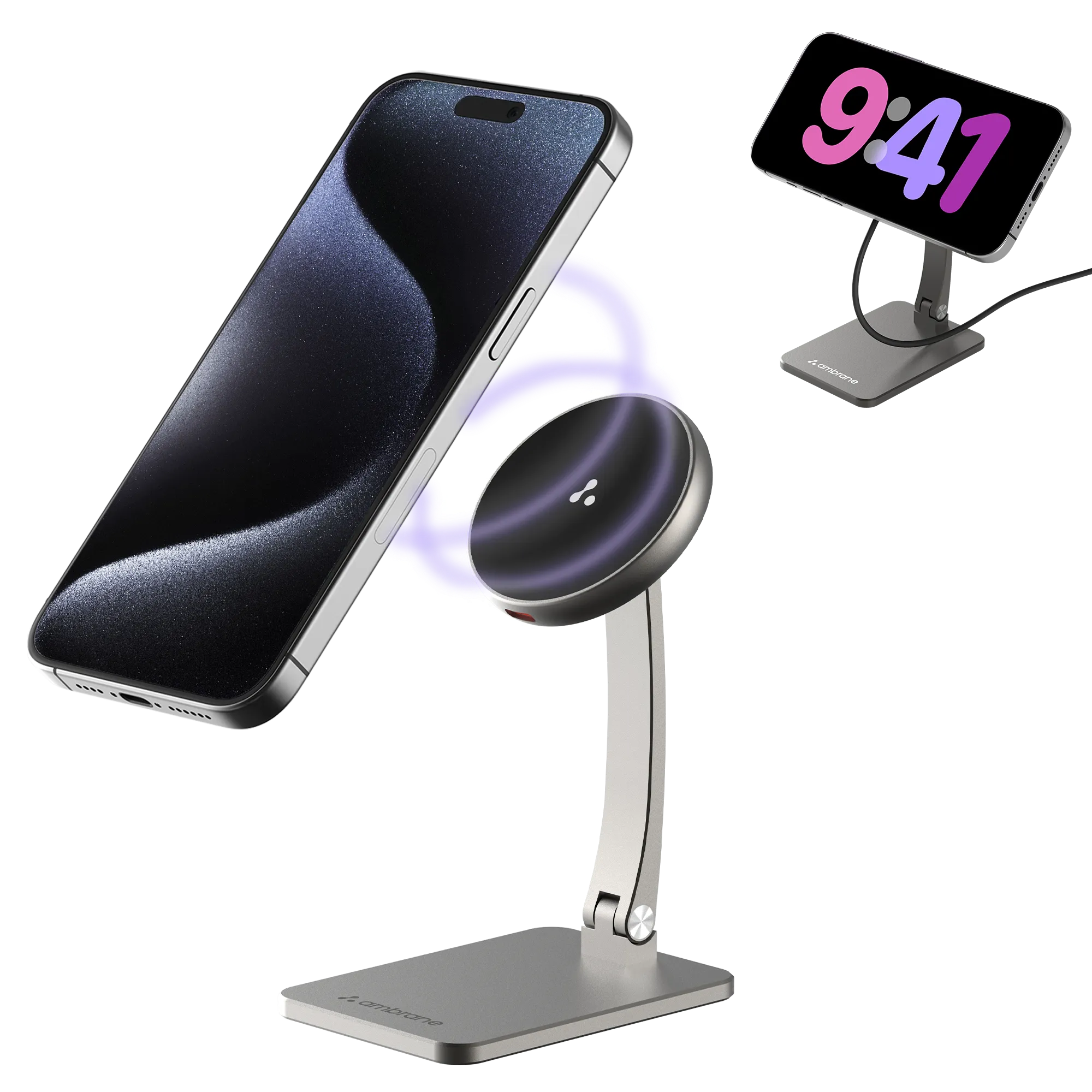 Ambrane AerosynQ S1 Wireless Charger Foldable Mag-safe & Mobile Stand