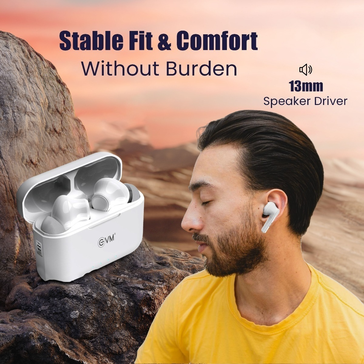 EVM EnZest Neo True Wireless Earbuds | Bluetooth 5.4, 8-Hour Playtime, 13mm Drivers, Lightweight & Secure Fit - (EVM-TWS-K12-