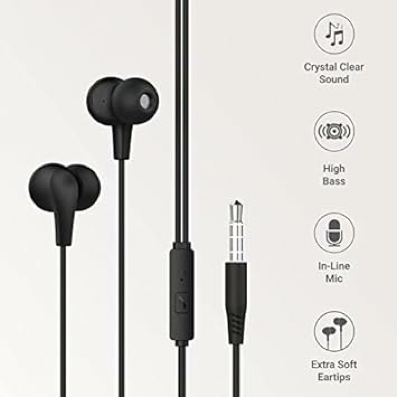 Ambrane EP-56 Wired Earphones with Powerful Bass Earphone, Heavy Bass Clear Sound