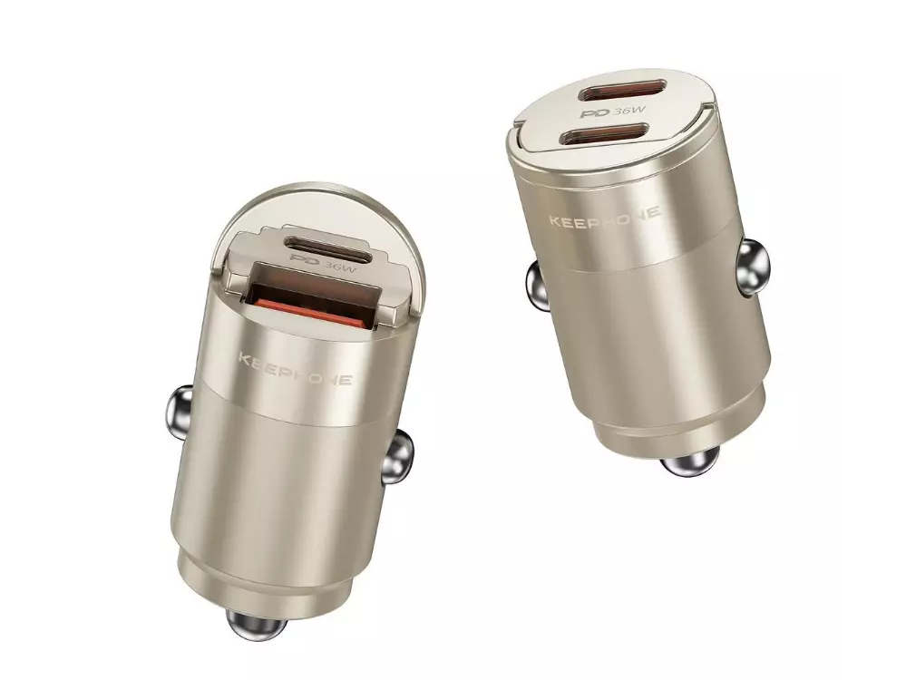 KEEPHONE CarVolt PD 36W Fast Car Charger / Compatible with Apple and Android. USB/Type-C ports