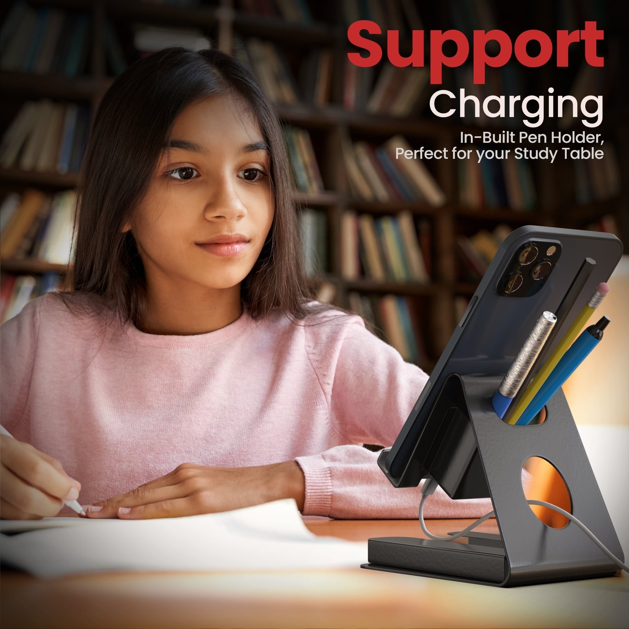 Mobile Phone Stand with Card and Pen Holder