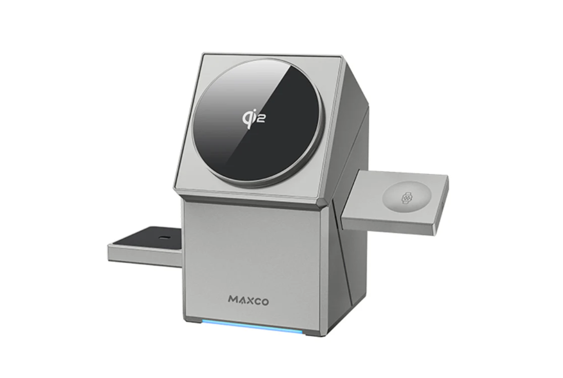 MAXCO Geometry Qi2 3in1 Wireless Charger Compatible for iPhone, Apple Watch & Apple Airpods