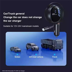 XUNDD XDCH-094 60W PD Fast Car Charger with Retractable Cable