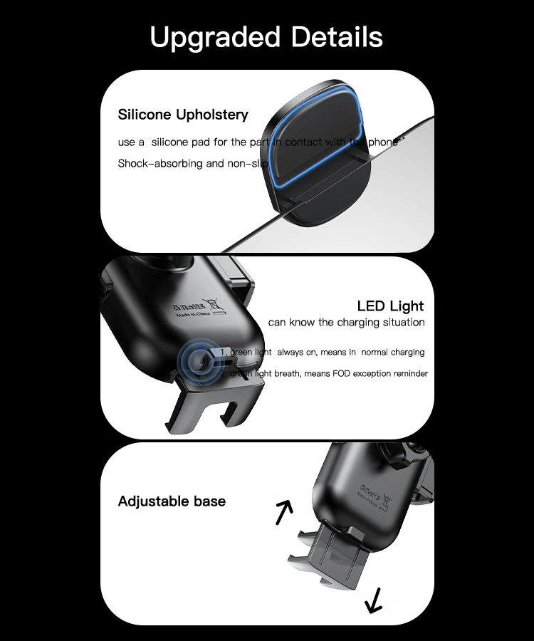 Yesido C197 15W Fast Charging Wireless Car Charger | 360 Rotating Suction Cup Air Vent | Phone Holder